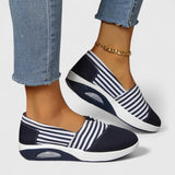 Julia | Navy Striped Slip-Ons