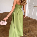 Liora | Sage Strapless Bustier Midi Dress