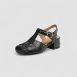 Eveline | Brown Woven Peep-Toe Pumps