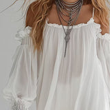 Willow | White Off-Shoulder Ruffle Dress