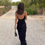 Eila | Red Ruffle Strap Maxi Dress