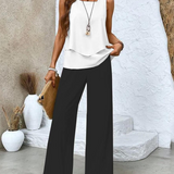 Jenny | Red Top & Striped Trouser Set
