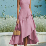 Berenice | Red Asymmetric High-Low Dress
