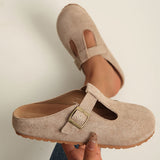 Solea | Beige Buckle Clogs