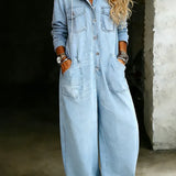 Léna | Denim Jumpsuit with Hood