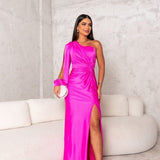 Nadine | Cobalt One-Shoulder Split Dress