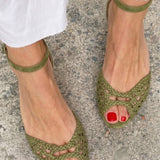 Isadora | Gold Woven Slingback Sandals