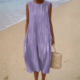 Violette | Purple Eyelet Midi Dress
