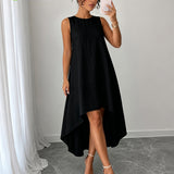 Garance | Black Asymmetric High-Low Dress