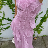 Adeline | Blush Pleated One-Shoulder Dress