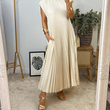 Vita | Yellow Pleated Column Dress