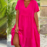 Bexley | Pink V-Neck Swing Dress