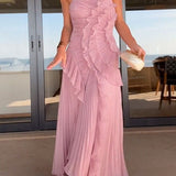 Adeline | Blush Pleated One-Shoulder Dress