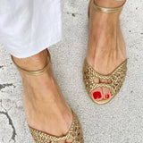 Isadora | Gold Woven Slingback Sandals