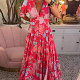 Coralie | Pink Floral Cut-Out Maxi Dress