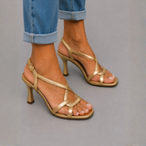 Severine | Gold Strappy Stiletto Sandals