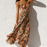 Eli | Orange Abstract Twist-Front Dress