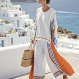 Celia | White Striped Trouser Set