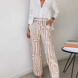 Lysa | White Top & Geometric Trouser Set