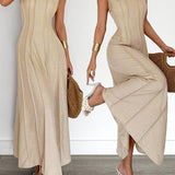 Alix | Green Sleeveless A-Line Maxi Dress