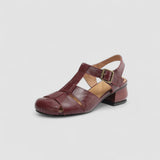 Eveline | Brown Woven Peep-Toe Pumps