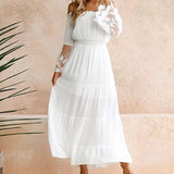 Aurelie | White Off-Shoulder Tiered Dress