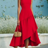 Berenice | Red Asymmetric High-Low Dress