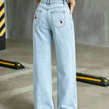 Ruby | Light Blue Embroidered Wide-Leg Jeans