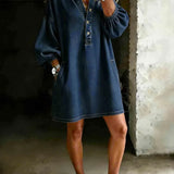 Anaïs | Denim Mini Shirt Dress with V-Neck