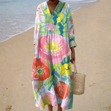 Manon | Multicolour Abstract V-Neck Dress