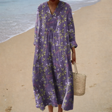 Victoire | Purple Floral V-Neck Dress