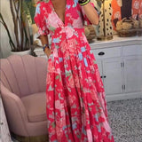 Coralie | Pink Floral Cut-Out Maxi Dress