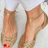 Isadora | Gold Woven Slingback Sandals