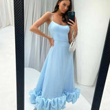 Elise | Pink Ruffle-Hem Strap Dress
