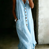 Mathilde | Loose Denim Dress with Lace Details