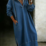 Joëlle | Denim Hoodie Dress with Long Sleeves