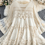 Rosalie | Ivory Crochet-Lace Tunic Dress