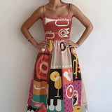 Isabeau | Multicolour Geometric Strap Dress