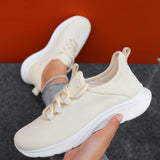 Sofia | Cream Knit Lace-Up Sneakers