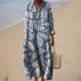 Therese | Slate Leaf Print Dress