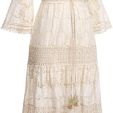 Amary | Ivory Lace Bell-Sleeve Maxi Dress
