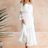 Aurelie | White Off-Shoulder Tiered Dress