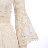 Amary | Ivory Lace Bell-Sleeve Maxi Dress
