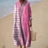 Aurelie | Pink Striped Colourblock Dress