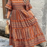 Joraine | Green Striped Tiered Maxi Dress