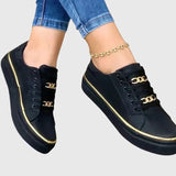 Celestine | Black Gold Chain Sneakers
