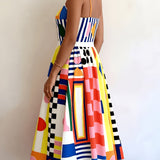 Isabeau | Multicolour Geometric Strap Dress