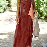 Noemie | Grey Contrast-Panel Maxi Dress