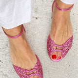 Isadora | Gold Woven Slingback Sandals