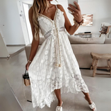 Raelene | Ivory Lace V-Neck Dress